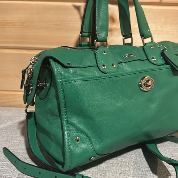 Coach 33689 Green Genuine Leather Rhyder Satchel Shoulder Bag Purse - Picture 2 of 15